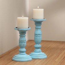 Mainstays 10"H Wood Pillar Candleholder, Blue wash   566089244